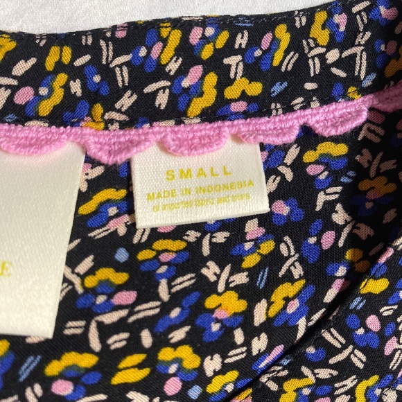 Maeve by Anthropologie Berwick Top Black Print Button Down Size S 3/4 Sleeves - Picture 7 of 14